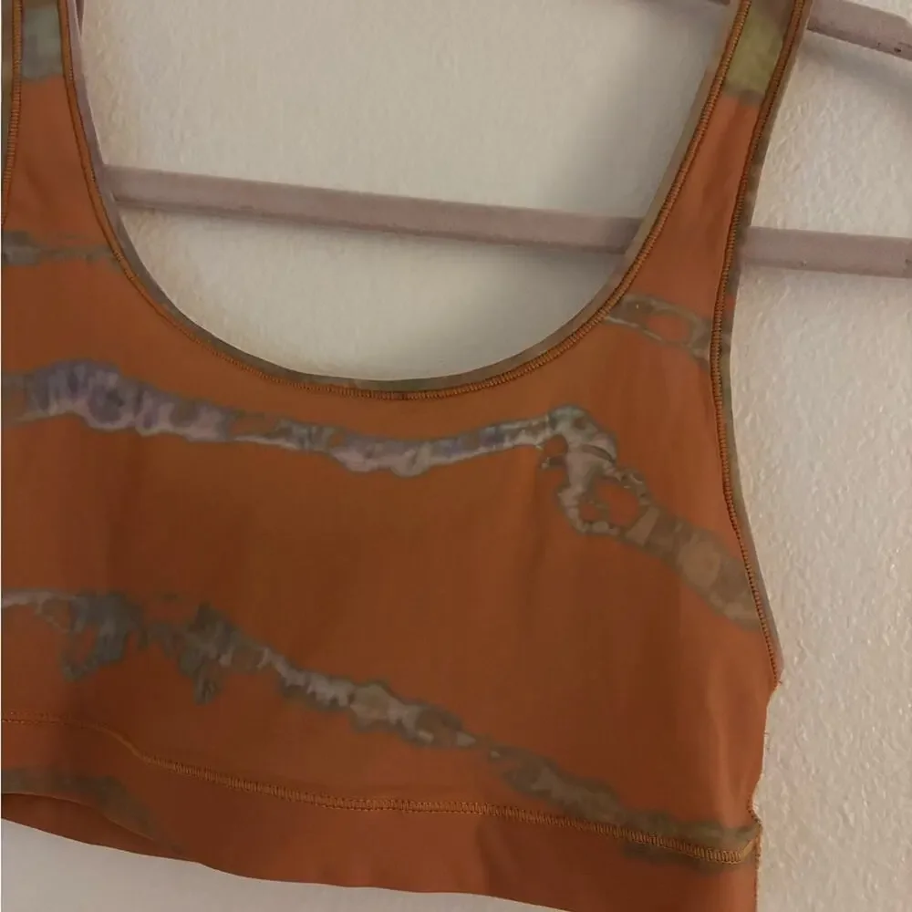 Skims Jelly Sheer Scoop Neck Burnt Orange Brown Tie Dye Bralette Bra Comfy Small